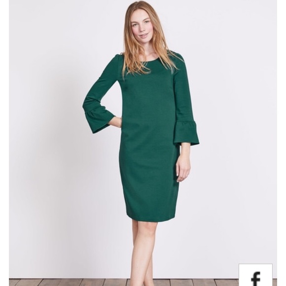 dark green bell sleeve dress